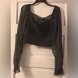 Anthropologie Black Textured Blouse